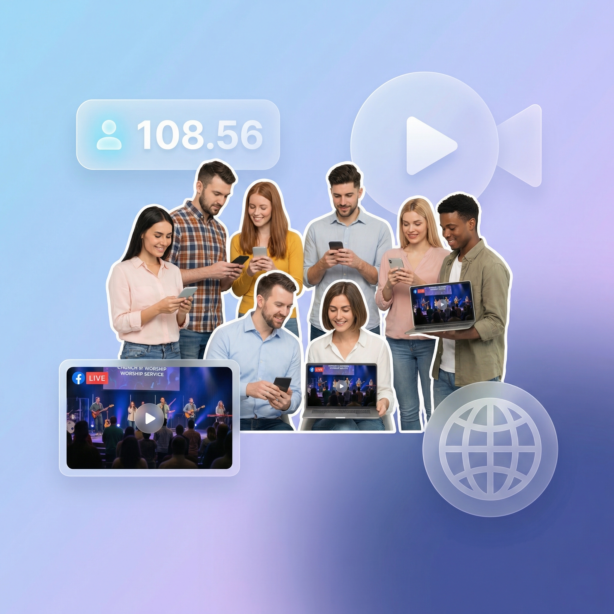 Person watching Facebook Live stream embedded on a website with automatic live detection