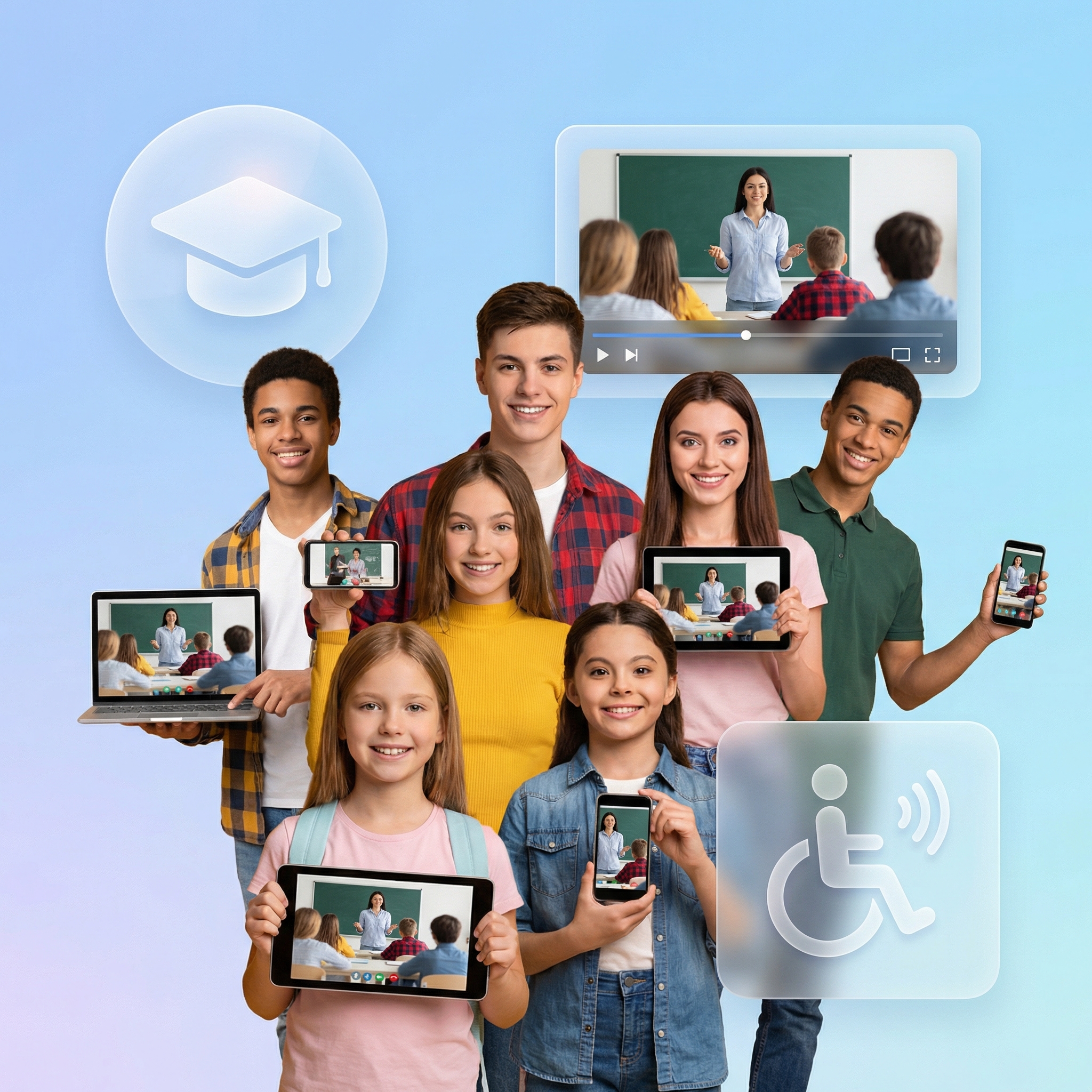 Online class live stream accessible to all students on any device