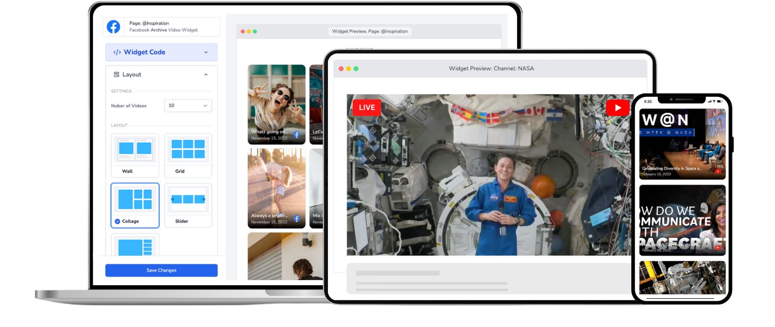 EmbedVidio app displayed on mobile, tablet and laptop